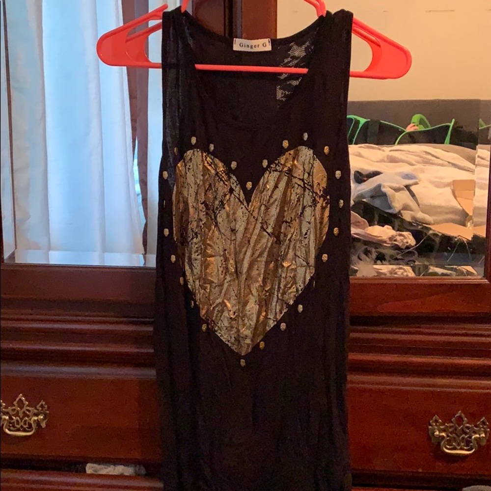 Black and gold razor back tank top